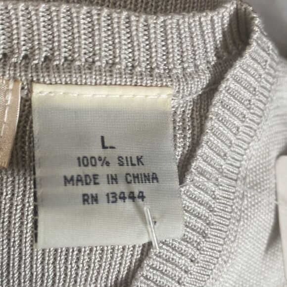 Vintage Barry Bricken Silver/Gray Textured Silk Blend Crewneck Sweater Size L - Picture 4 of 8